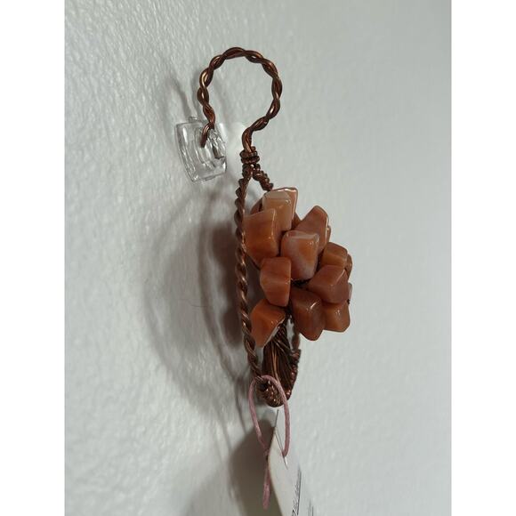 Handmade Copper and Serpentine Crystal Tree of life 3.5x2” Wall Decor - Picture 4 of 5